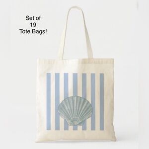 Blue Seashell & Stripes Tote Bags - (Set of 19 Tote Bags) NWOT